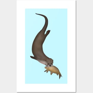 North American River Otter & Fish Posters and Art